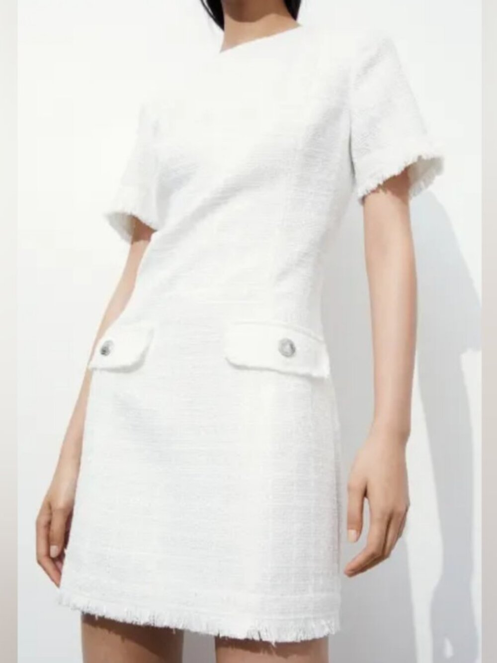H&M Textured White Dress - Size L